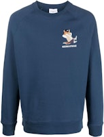 Maison Kitsune Back To Series Blue Fox Print Sweatshirt Men Casual Pullover JM00331KM0001-P468 Maison Kitsune Back To Series Blue Fox Print Sweatshirt Men Casual Pullover JM00331KM0001-P468
