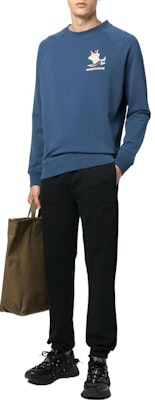 Maison Kitsune Kemeja Biru Cetak Fox Lelaki Pullover Santai JM00331KM0001-P468 Lookbook Maison Kitsune Kemeja Biru Cetak Fox Lelaki Pullover Santai JM00331KM0001-P468