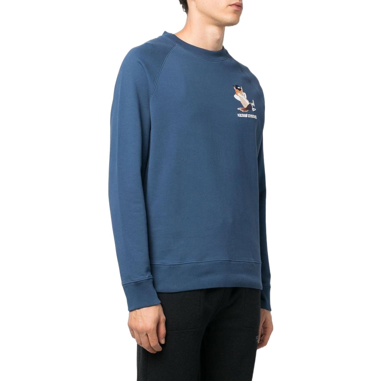 Shop Maison Kitsune Kemeja Biru Cetak Fox Lelaki Pullover Santai JM00331KM0001-P468