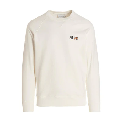 Maison Kitsune Beige Unisex Pullover Hoodie - Casual and Oversized DU00314KM0008-WH