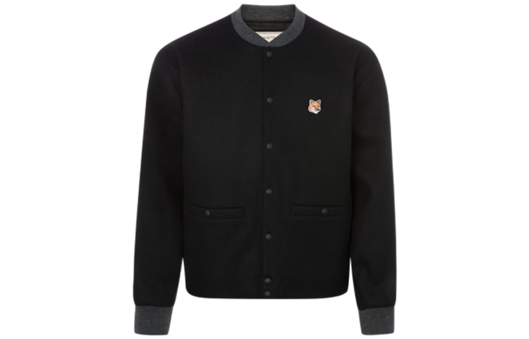 Maison Kitsune Black Casual Solid Drawstring Hem Zipper Hoodie Jacket JM02216WQ0010-P198