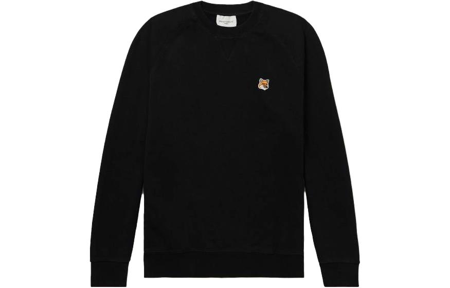 Maison Kitsune Black Crewneck Sweatshirt with Logo Print for Men AM00300KM0001-P199