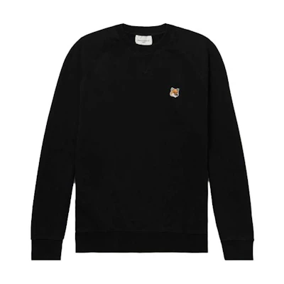 Maison Kitsune Black Crewneck Sweatshirt with Logo Print for Men AM00300KM0001-P199