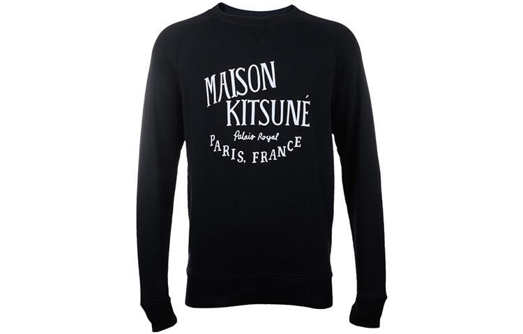Maison Kitsune Black Crewneck Sweatshirt with Logo Print GM00333KM0002P199-0