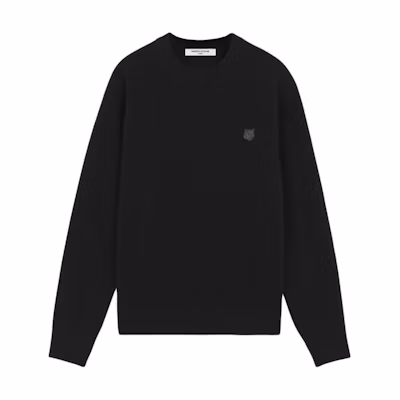 Maison Kitsune Black Fox Patch Oversized Crewneck Knit Sweater FW24 NM00805KT1006-P199