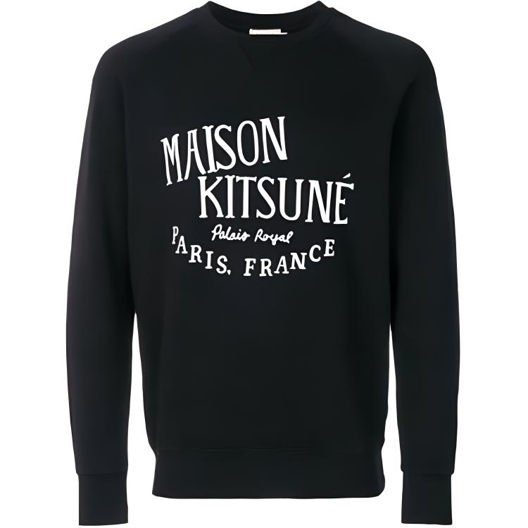 Maison Kitsune Black Loose Fit Crewneck Long Sleeve Pullover Sweater EU00350KM0015-BK