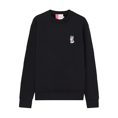 Maison Kitsune Black Loose Fit Crewneck Long Sleeve Sweatshirt with Pocket DM00105KJ0027-BK