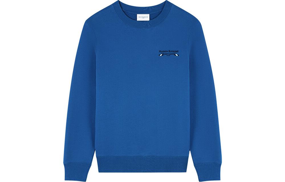 Maison Kitsune Blue French Letter Crewneck Pullover Sweatshirt EM00347KM0002-NA