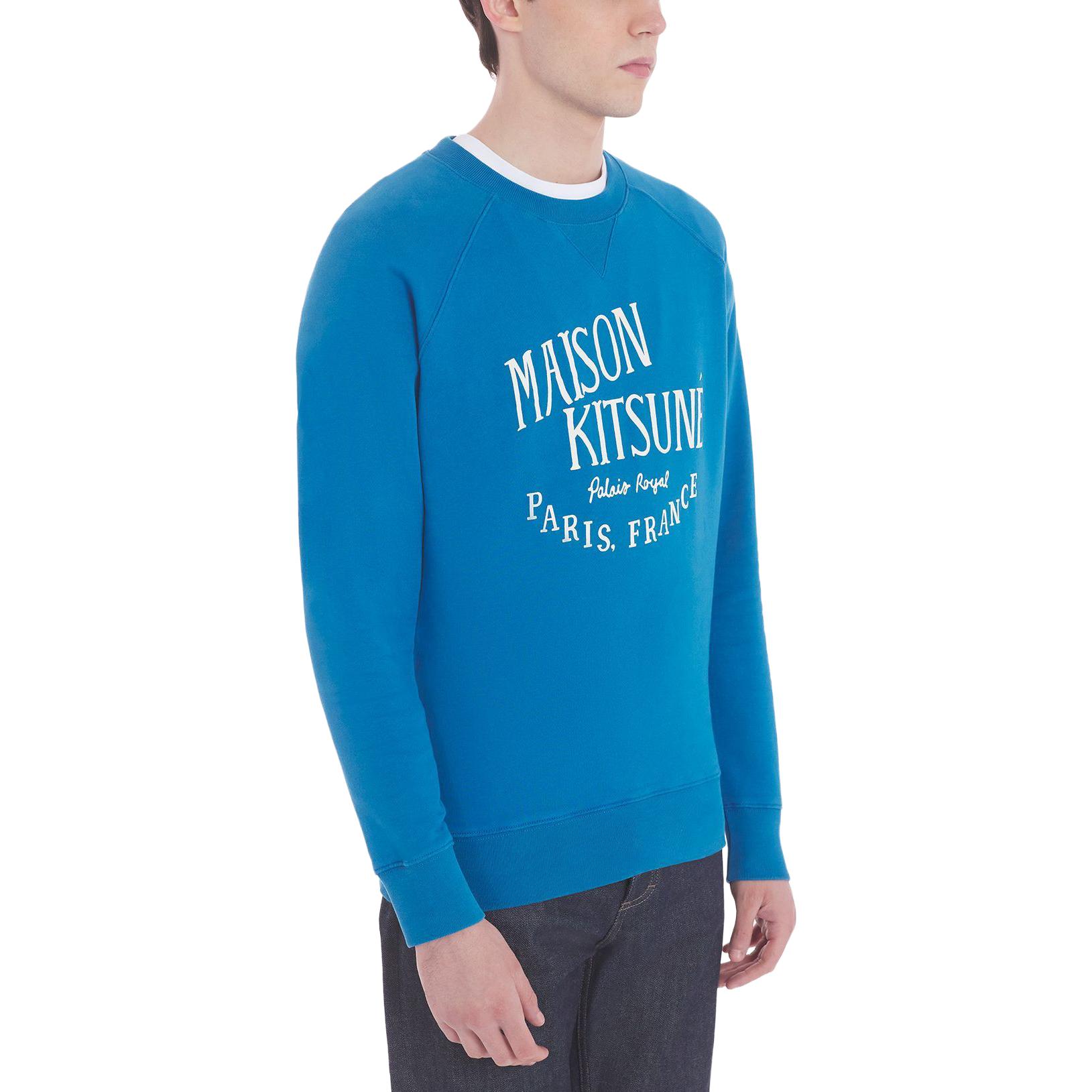 Purchase Maison Kitsune Blue Solid Color Crewneck Long Sleeve Sweatshirt LM00306KM0001-P462