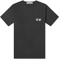 Maison Kitsune Double Fox Patch Unisex Black T-Shirt Short Sleeve BU00103KJ0008-P195 Maison Kitsune Double Fox Patch Unisex Black T-Shirt Short Sleeve BU00103KJ0008-P195