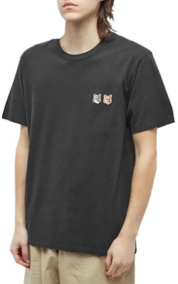 Maison Kitsune Double Fox Patch Unisex Baju-T Hitam Lengan Pendek BU00103KJ0008-P195 Lookbook Maison Kitsune Double Fox Patch Unisex Baju-T Hitam Lengan Pendek BU00103KJ0008-P195