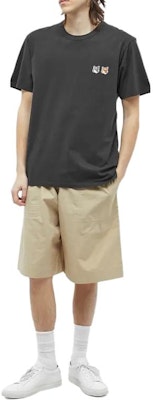 Maison Kitsune Double Fox Patch Unisex Baju-T Hitam Lengan Pendek BU00103KJ0008-P195 Purchase Maison Kitsune Double Fox Patch Unisex Baju-T Hitam Lengan Pendek BU00103KJ0008-P195