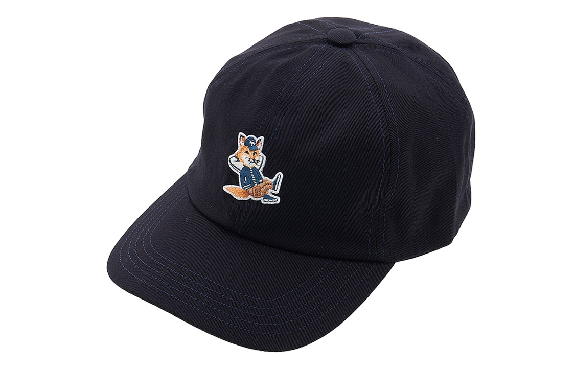 Maison Kitsune Embroidered Logo Cotton Cap Navy Blue (). KU06104WW0069NA