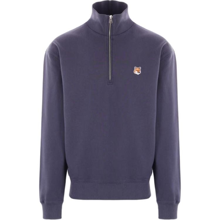 Maison Kitsune FE22 Blue Crewneck Sweatshirt with Embroidered Logo FM00322KM001-P480