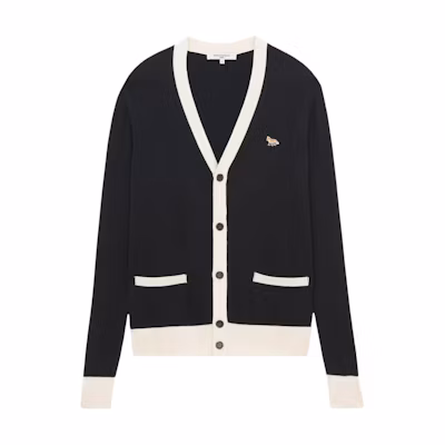Maison Kitsune Fox Embroidered Wool Sweater Unisex Black. HU00542KT1036-P199