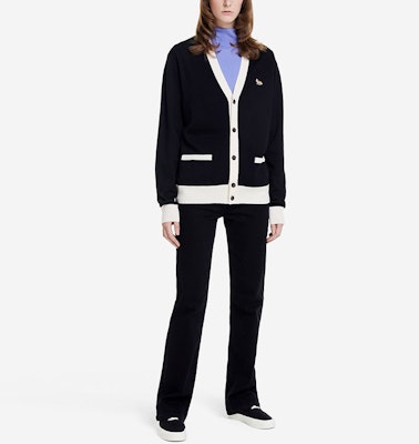 メゾンキツネ フォックス刺繍 ウールセーター ユニセックス ブラック. HU00542KT1036-P199 Shop メゾンキツネ フォックス刺繍 ウールセーター ユニセックス ブラック. HU00542KT1036-P199