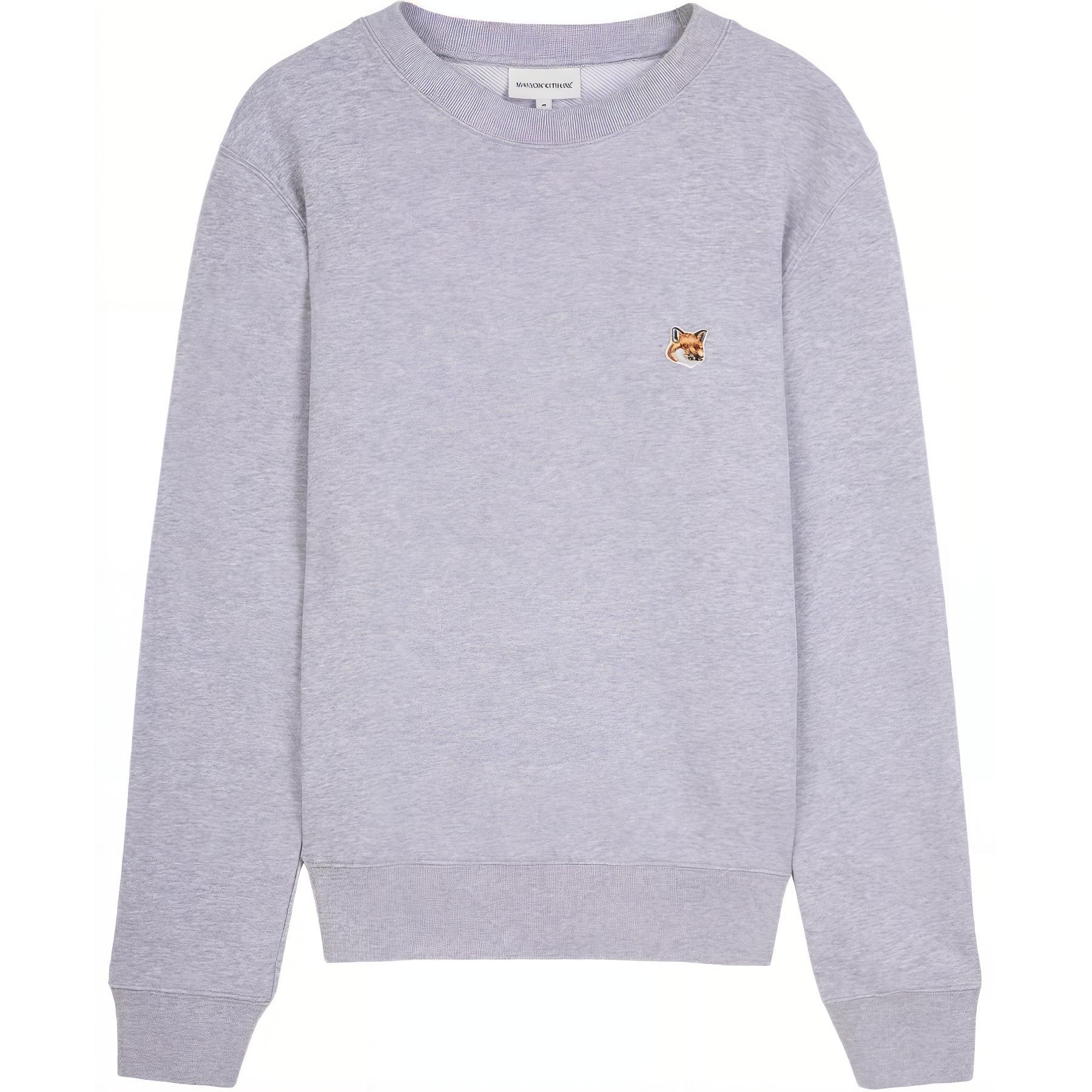 Maison Kitsune Fox Head Embroidered Crewneck Sweatshirt Light Grey LM00301KM0001-H120