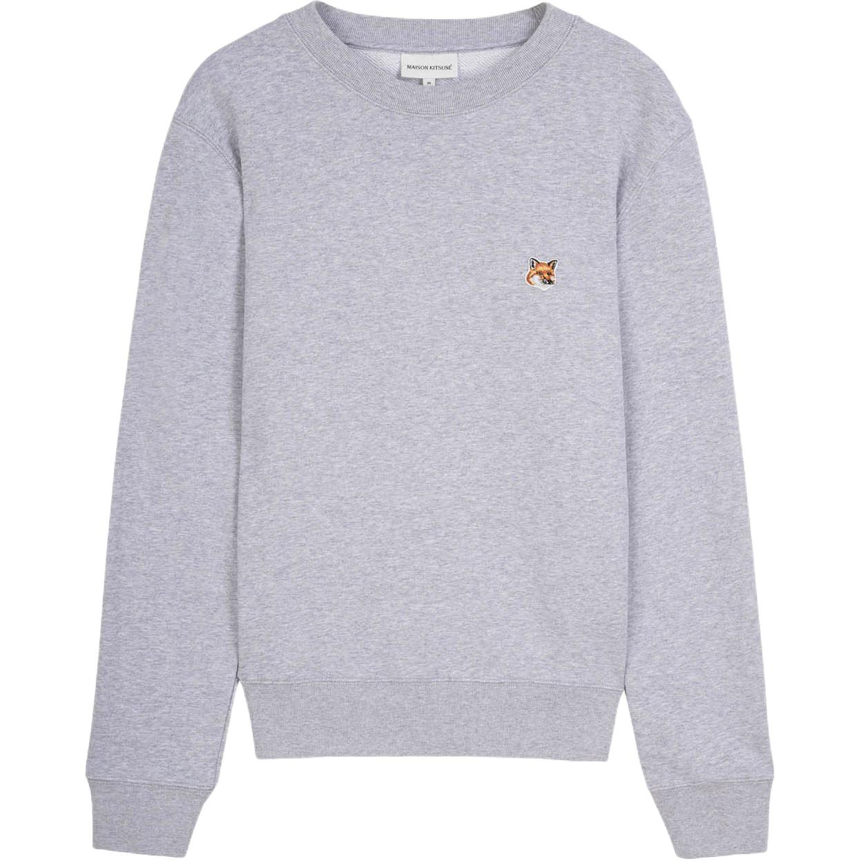Order Maison Kitsune Fox Head Embroidered Crewneck Sweatshirt Light Grey LM00301KM0001-H120