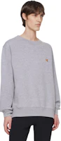 Shop 메종 키츠네 폭스 헤드 자수 크루넥 스웻셔츠 라이트 그레이 LM00301KM0001-H120