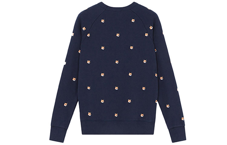 Lookbook Maison Kitsune Fox Head Embroidered Navy Unisex Pullover Sweatshirt AU00308KM0001-NA