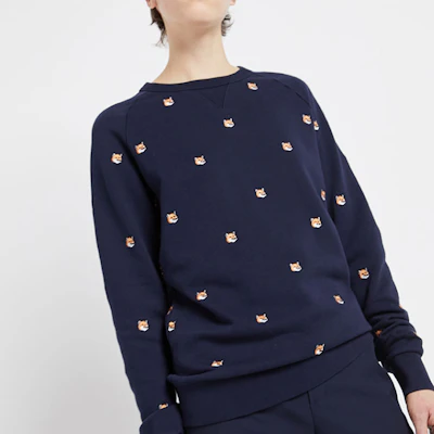 Maison Kitsune Fox Head Embroidered Navy Unisex Pullover Sweatshirt AU00308KM0001-NA Cheap Maison Kitsune Fox Head Embroidered Navy Unisex Pullover Sweatshirt AU00308KM0001-NA