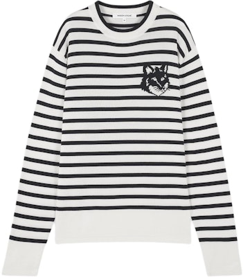 Maison Kitsune Fox Head Baju Sweater Jalur Navy Blue Lelaki SS24 MM00803KT1102-S492 Buy Maison Kitsune Fox Head Baju Sweater Jalur Navy Blue Lelaki SS24 MM00803KT1102-S492