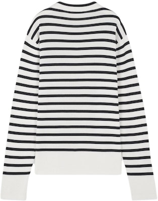 Maison Kitsune Fox Head Baju Sweater Jalur Navy Blue Lelaki SS24 MM00803KT1102-S492 Lookbook Maison Kitsune Fox Head Baju Sweater Jalur Navy Blue Lelaki SS24 MM00803KT1102-S492