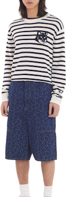 Maison Kitsune Fox Head Baju Sweater Jalur Navy Blue Lelaki SS24 MM00803KT1102-S492 Shop Maison Kitsune Fox Head Baju Sweater Jalur Navy Blue Lelaki SS24 MM00803KT1102-S492