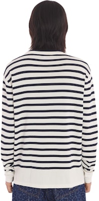 Maison Kitsune Fox Head Baju Sweater Jalur Navy Blue Lelaki SS24 MM00803KT1102-S492 Details for Maison Kitsune Fox Head Baju Sweater Jalur Navy Blue Lelaki SS24 MM00803KT1102-S492