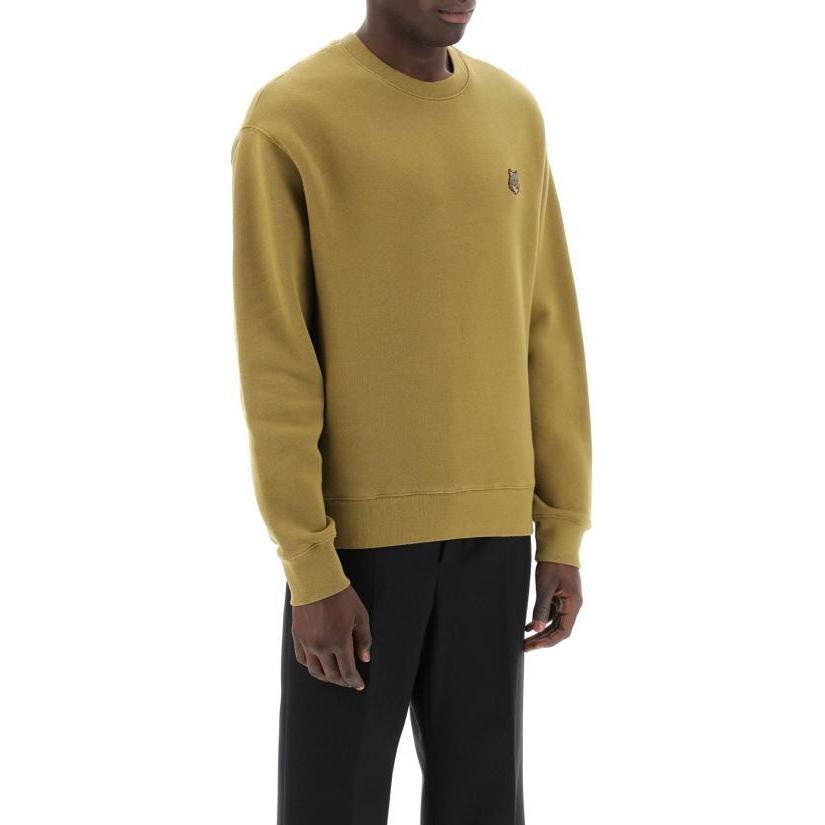 Lookbook Maison Kitsune Fox Logo Crewneck Pullover Sweatshirt Men Green MM00316KM0307-P358