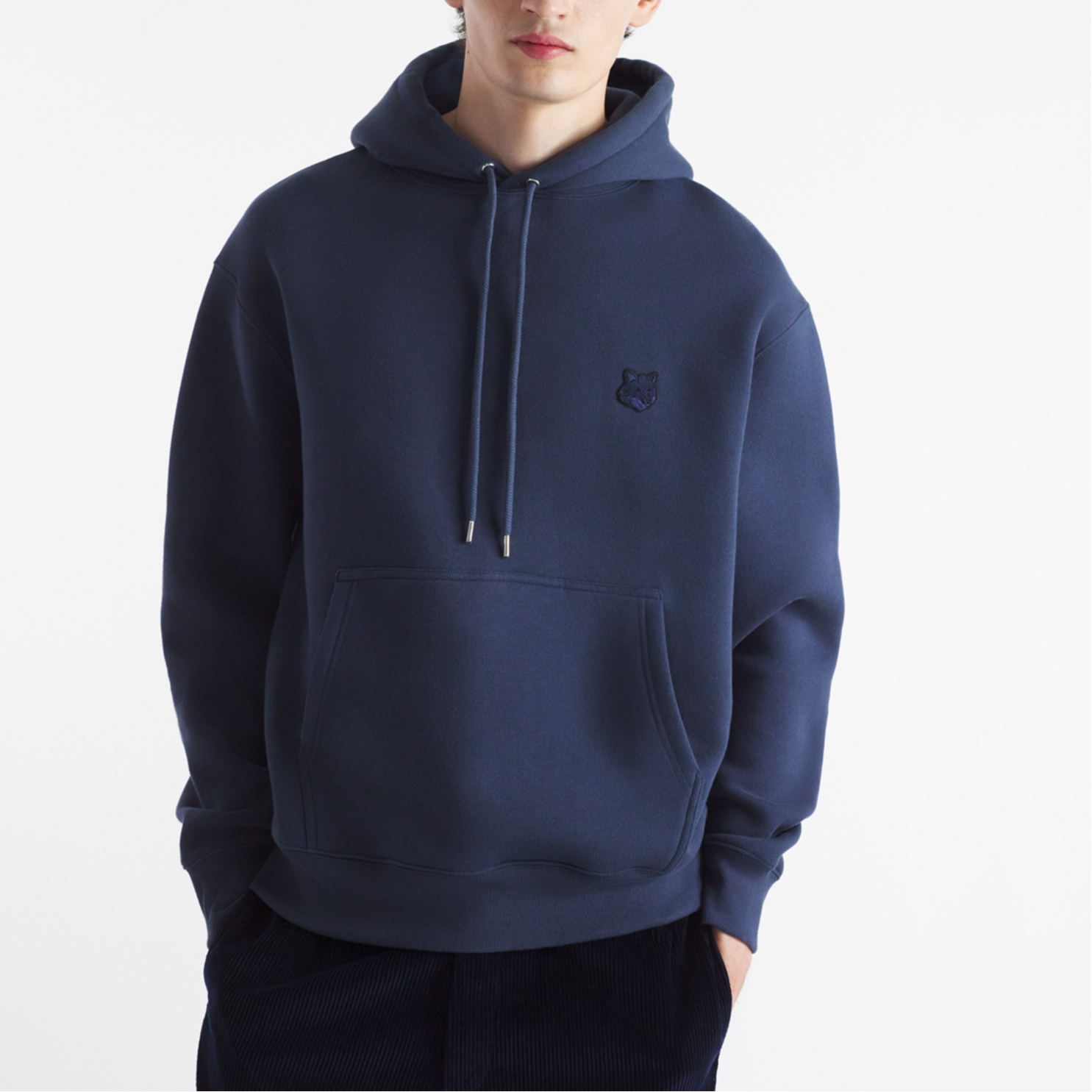 Purchase Maison Kitsune 狐狸标刺绣舒适连帽衫 深蓝 男款 MM00713KM0307-P476