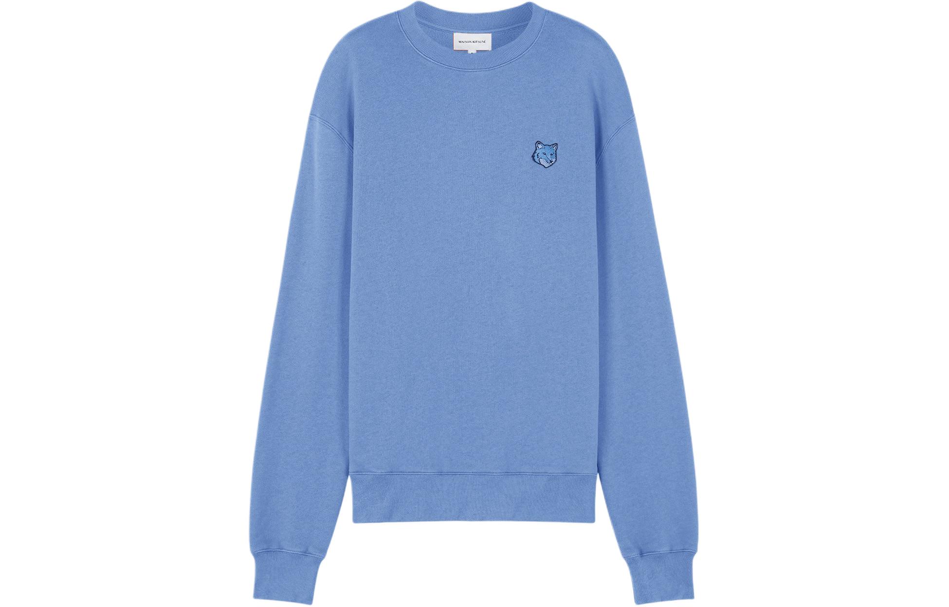Maison Kitsune Fox Patch Crewneck Pullover Sweatshirt Hampton Blue SS24 Men MM00316KM0307-P428