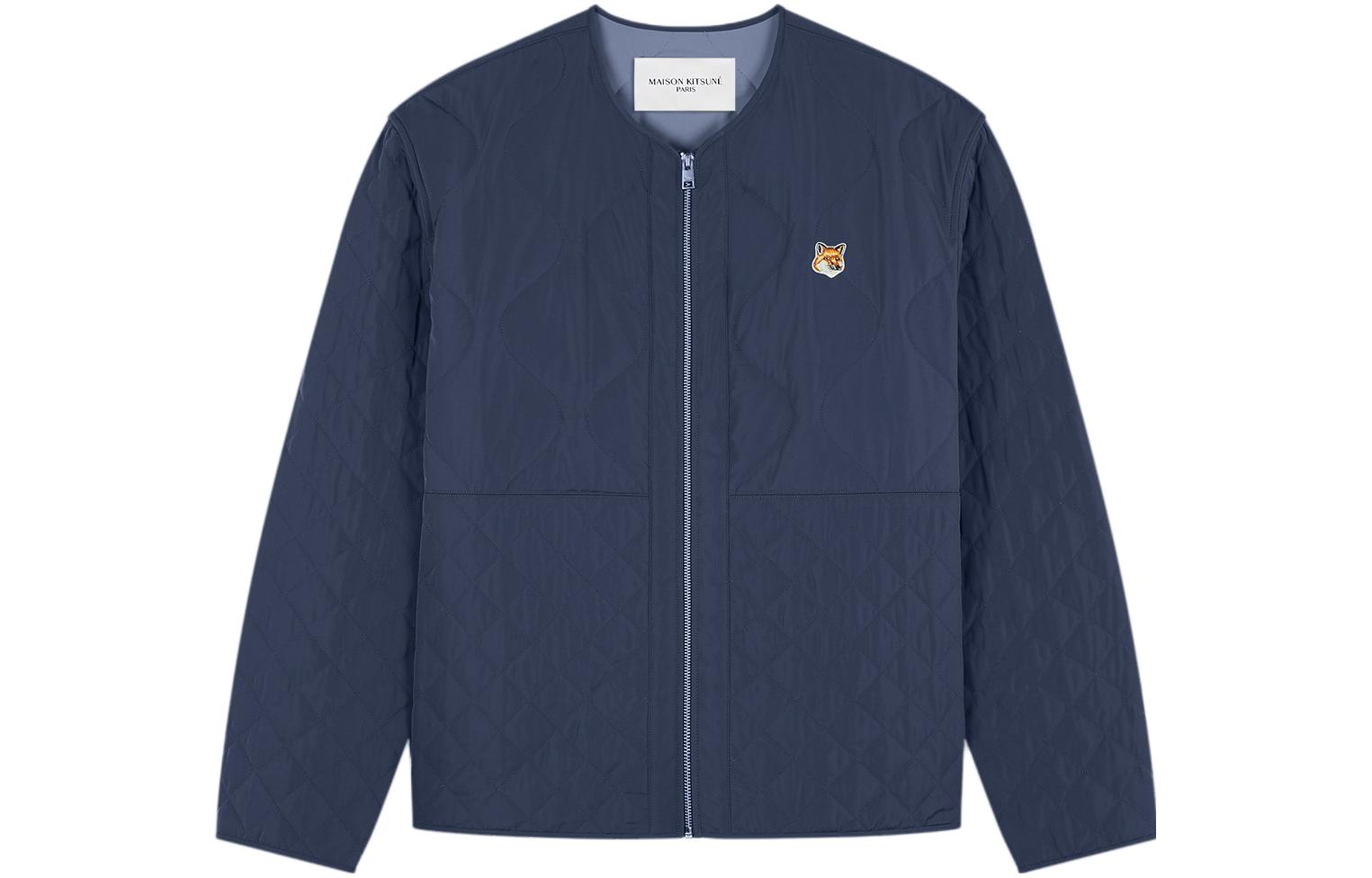 Maison Kitsune Fox Patch Stand Collar Button Jacket Black - LM02233WW0093-P199