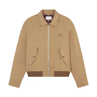 Maison Kitsune Fox Patch Zip-Up Straight Comfort Jacket Beige LM02103WQ0062-P220