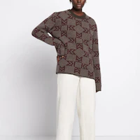 Shop 메종 키츠네 FW20 유니섹스 컬러블록 립 니트 스웨터 자카드 패턴 FU00534KT1016