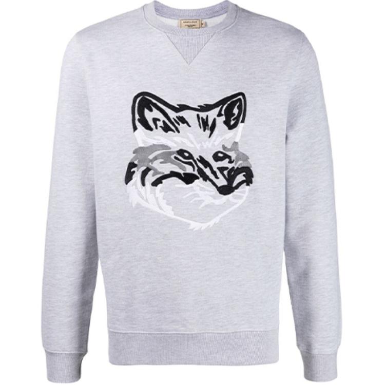 Maison Kitsune FW21 Big Fox Embroidered Crewneck Sweatshirt Gray GM00339KM0017-GREY