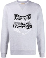 Maison Kitsune FW21 Big Fox Embroidered Crewneck Sweatshirt Gray GM00339KM0017-GREY Maison Kitsune FW21 Big Fox Embroidered Crewneck Sweatshirt Gray GM00339KM0017-GREY