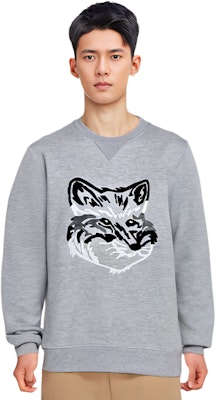 Sweatshirt Krewnek Big Fox FW21 Maison Kitsune Kelabu GM00339KM0017-GREY Details for Sweatshirt Krewnek Big Fox FW21 Maison Kitsune Kelabu GM00339KM0017-GREY