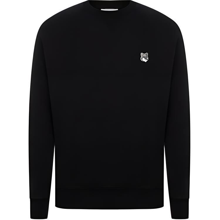 Maison Kitsune FW21 Black Crewneck Pullover Sweatshirt Casual Style GM00333KM0002-BK