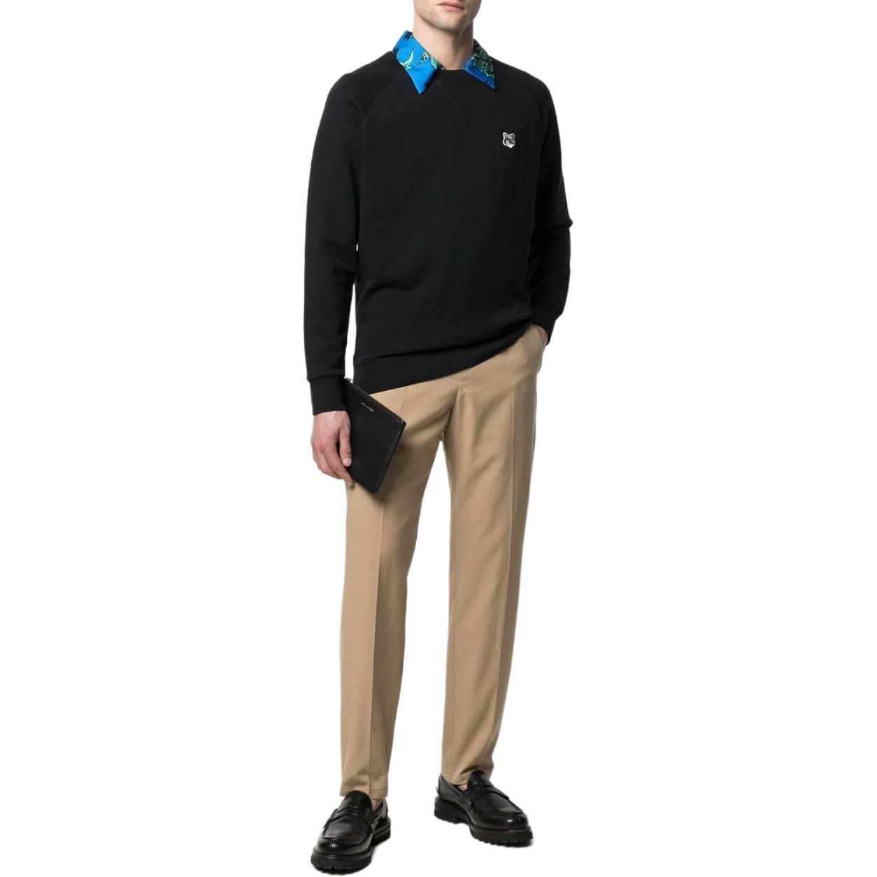 Shop Maison Kitsune FW21 Black Crewneck Pullover Sweatshirt Casual Style GM00333KM0002-BK