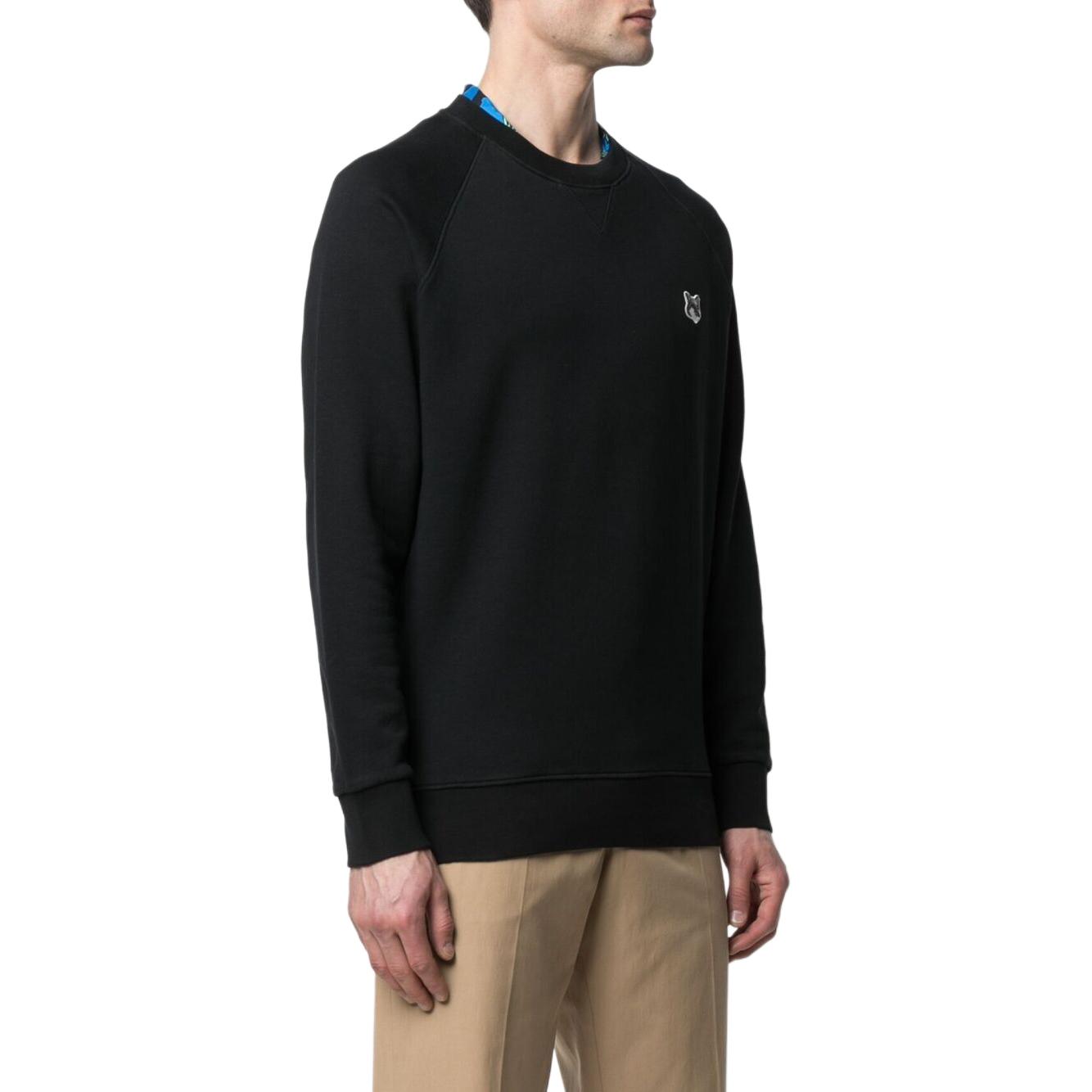 Purchase Maison Kitsune FW21 Black Crewneck Pullover Sweatshirt Casual Style GM00333KM0002-BK