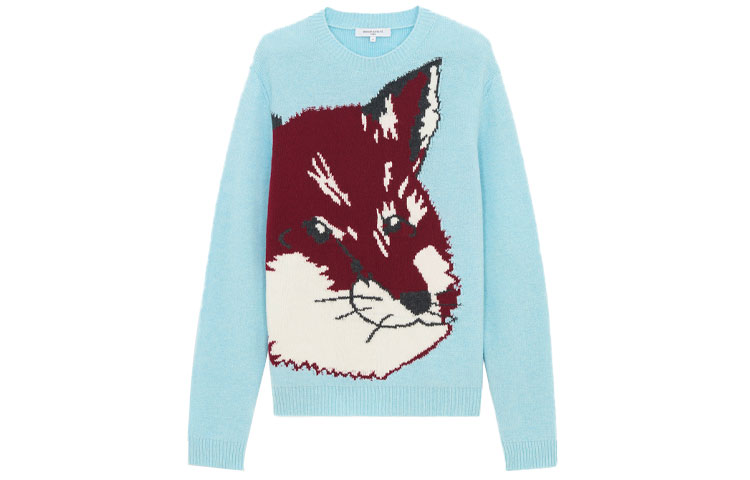 Order Sweater Bulu Kitsune Biru FW21 Unisex, Reka Intarsia. HU00510KT1016-P400