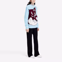 Purchase 메종 키츠네 FW21 블루 폭스 울 니트 스웨터 유니섹스 크루넥 HU00510KT1016-P400