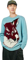 Sizing 메종 키츠네 FW21 블루 폭스 울 니트 스웨터 유니섹스 크루넥 HU00510KT1016-P400