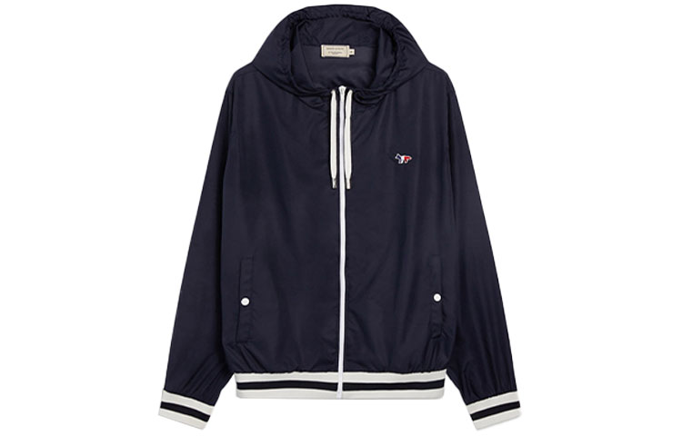 Maison Kitsune FW21 Embroidered Fox Windbreaker Jacket Unisex Black HU02207WQ0010-P198