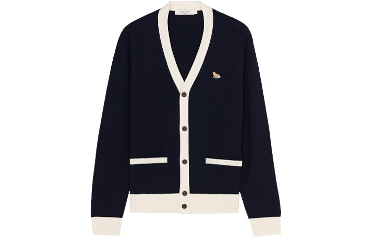 Order Maison Kitsune Kardigan Buluh Jahit Fox Unisex Biru Navy FW21 HU00542KT1036-P480