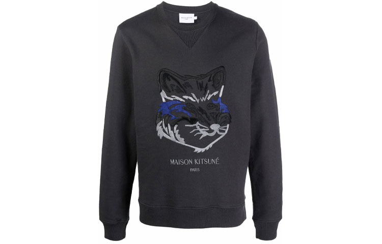 Maison Kitsune FW21 Fox Embroidery Hoodie Men’s Navy Blue HU00317KM0001-P480