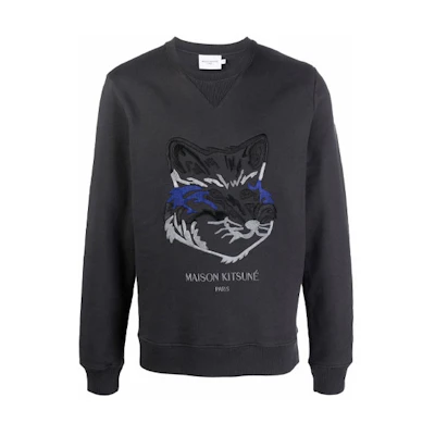 Maison Kitsune FW21 Fox Embroidery Hoodie Men’s Navy Blue HU00317KM0001-P480