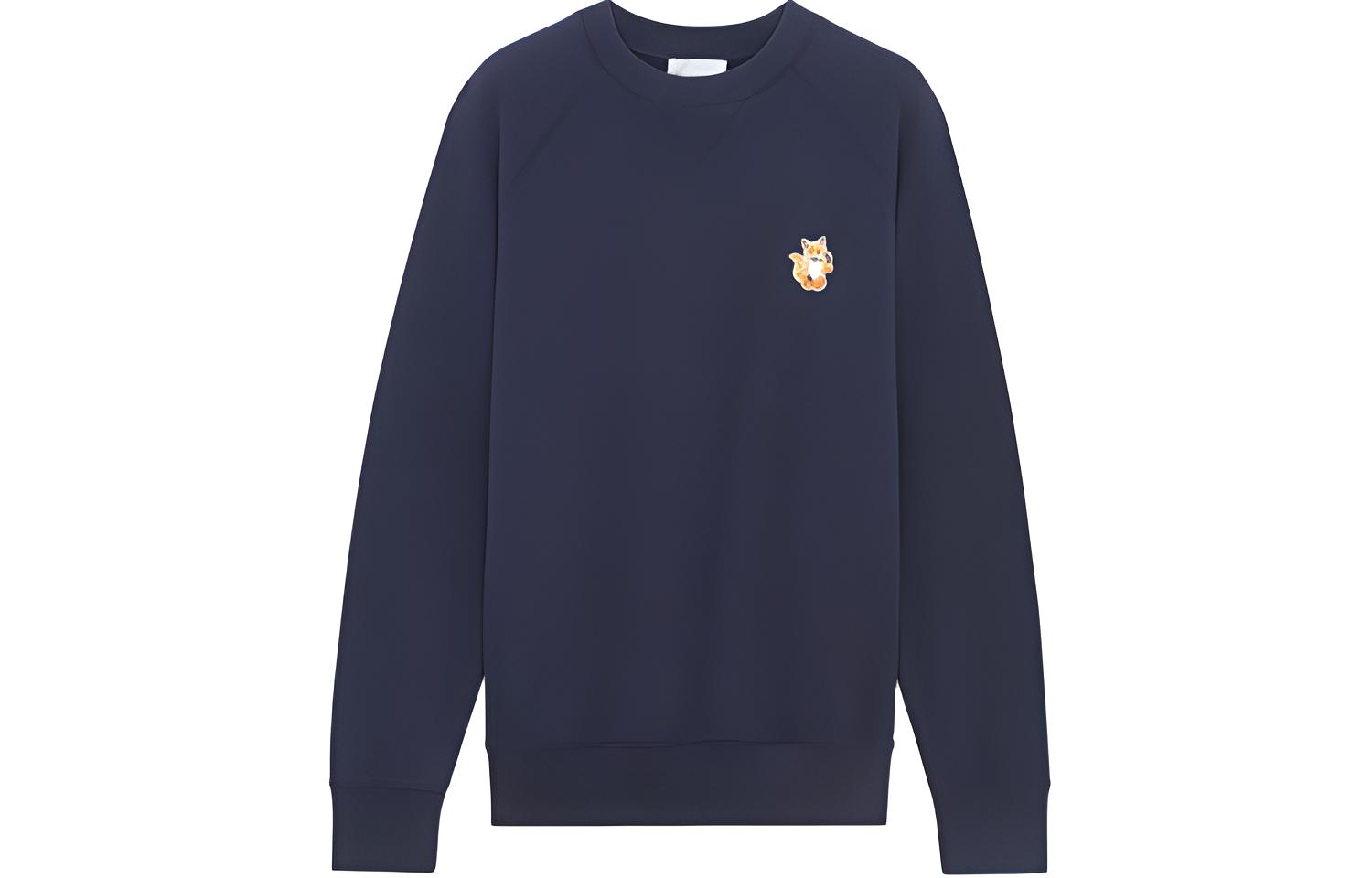 Maison Kitsune FW21 Fox Embroidery Unisex Crewneck Sweatshirt Beige HU00341KM0019-H251