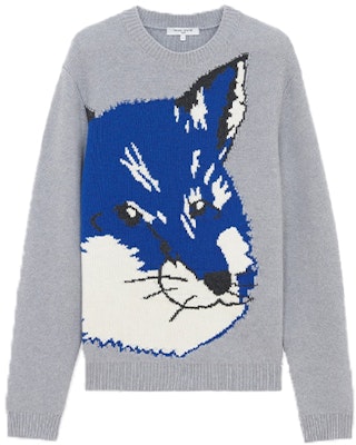 Maison Kitsune FW21 狐狸头灰色针织衫男女同款卫衣 HU00510KT1016-P150 Buy Maison Kitsune FW21 狐狸头灰色针织衫男女同款卫衣 HU00510KT1016-P150